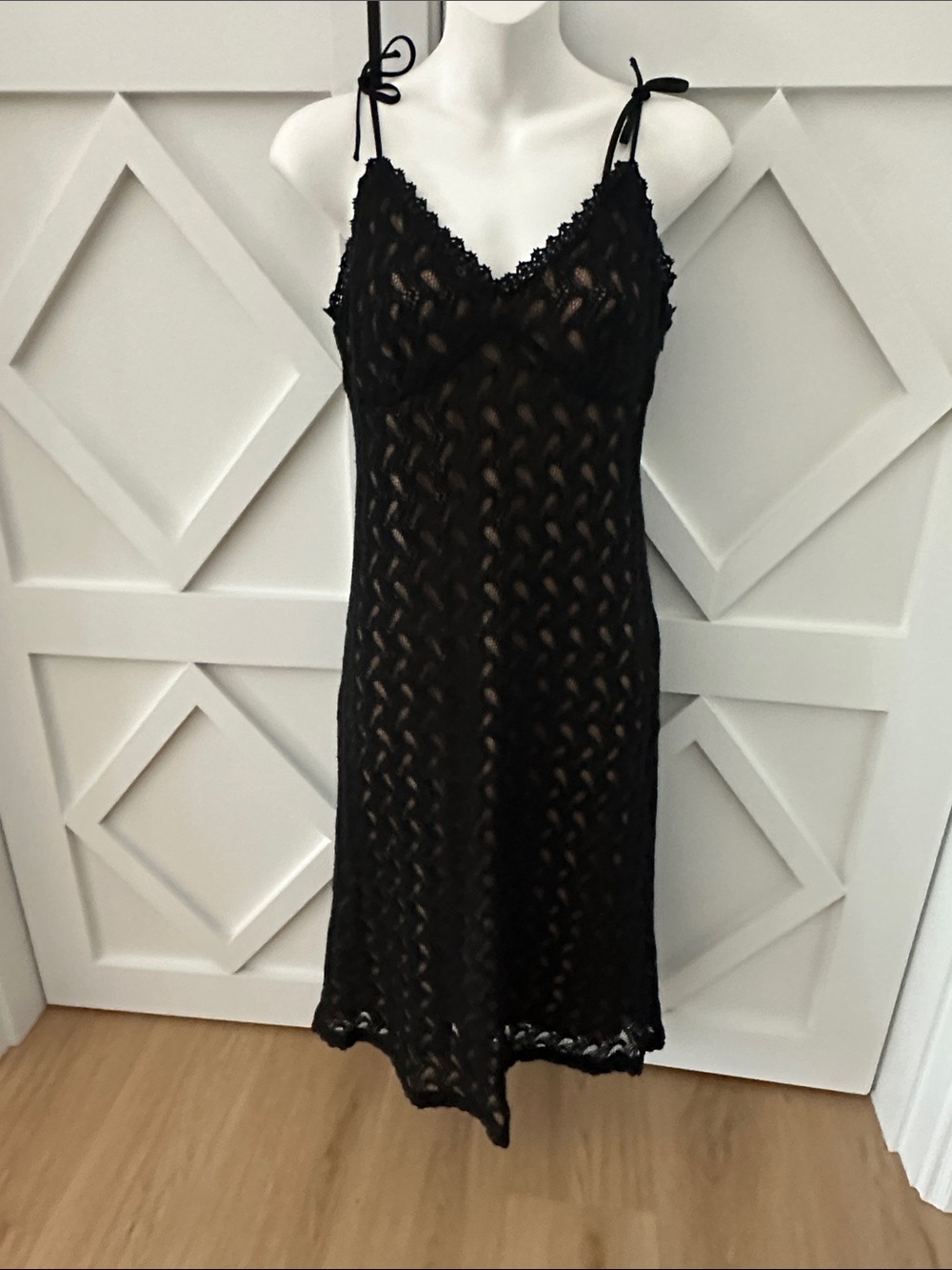 Vintage Parallel Black Crochet Slip Dress